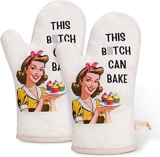Miracu Funny Oven Mitts Set, Gifts for Bakers, Cute Retro Baking Gifts for Women, Fun Kitchen Cooking Baking Stuff Mitten, Cool Mothers Day Birthday Idea for Sourdough Bread Baker, Bakery Chef Friend