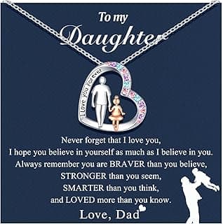 UNGENT THEM Daughter Necklace from Dad Daddy Father Valentines Birthday Gifts for Kids Girls Teen Tween Jewelry 8 10 12 13 14 16 11