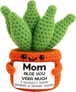 GiftMark Mothers Day Birthday Gifts for Mom from Daughter Son, Handmade Positive Crochet Aloe You Vera Much, Mood Boosting Desk Decor, Birthday Mothers Day Present for Women Mother in Law New Mama
