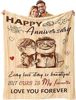 Anniversary Romantic Gifts for Men Women - Anniversary Wedding Gifts for Her Him Couple - Happy Anniversary Decorations for Husband Wife Girlfriend Boyfriend - Anniversary Blanket 50"x60"