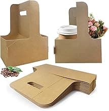 50 Pcs Coffee Drink Carrier with Handle(2 Cups or 4 Cups),Assemblable Drink Holder with Handle,Disposable Cup Holders for Drinks, Great for All Your Drink and Food Delivery,Coffee Carrier