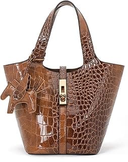 Tote Bag for Women Vegan Leather Bucket Purse for Women Top Handle Handbag Shoulder Bag with Detachable Small Purse