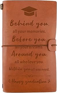 Engraved Leather Journal-Graduation Gifts for Her Him, Inspirational Congratulations Gifts High School College Graduation Gifts for Daughter Girls Best Friend Women