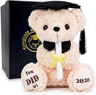 2026 Graduation Bear with Gift Box, 8 Inch Plush Teddy Bear for Kindergarten & Preschool Graduates, Soft Commemorative Keepsake with Cap and Diploma for Class of 2026