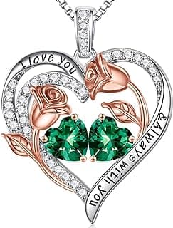 Iefil Mothers Day Gifts for Wife - 925 Sterling Silver Birthstone Necklace, Birthday Anniversary Jewelry Gifts for Wife Mom Daughter