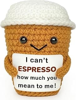 Coffee Lovers Gifts for Women Men, Positive Animals Crochet Espresso Coffee Cup Decor, Cute Funny Gift for Friends, Boyfriend, Girlfriend, Mom, Dad, Coworkers, Birthday Appreciation Present