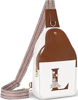 Personalized Crossbody Bag for Women Leather Sling Bags with Initial Letter Chest Bag for Travel, Gift for Mom Wife