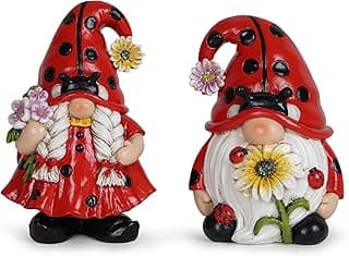 Hodao 2PCS Spring Ladybug Gnomes Decorations Ladybug Couple Gnomes Ornaments Decor Summer Gnome Figurines for Outdoor Garden Decor Birthday Gift for Mom, Grandma, Women