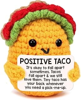 LuoHere Positive Crochet Taco Birthday Gifts for Women Men Easter Basket Stuffers Essentials Adult Kids Son Mom Dad Daughter Sister Friend Coworkers Self Care Emotional Inspirational Support