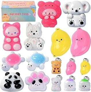 16 Pack Taba Squishy Toys, Mochi Squishies Stress Relief Fidget Toys for for Kids and Adults, Birthday Party Favors for Boys and Girls, Easter Gifts Easter Basket Stuffers Classroom Prizes