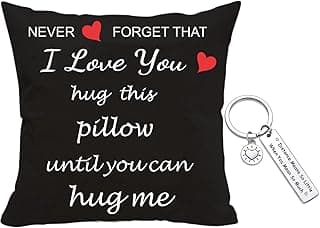 Gifts for Girlfriend, Two Sided Printing Lover Pillow Cover + Couple Keychain, Valentine's Day Birthday Gifts for Girlfriend, Long Distance Relationship Gift, Velvet Decorative Pillowcase 18"x 18"