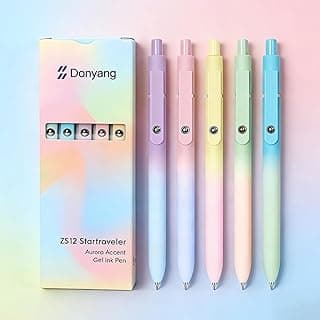 Easter Basket Essentials, Easter Basket Stuffers, 5PCS 0.7mm Gel Pens Black Ink Fine Point Pens With Smooth Writing, Gradient Color Cute Pens for Journaling Note Taking, Easter Gifts for Men Women