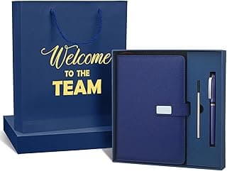 Sayglossy New Employee Welcome to The Team Gift Sets Notebook and Pen Welcome to The Team Box Employee Appreciation Gift Sets for New Office Worker(Blue)
