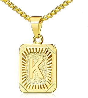 JSJOY Mothers Day Gifts Gold Initial Necklaces for Women Men Gold Letter Necklaces 26 Capital A-Z Letter Pendant Necklace for Women Square Monogram Necklace for Her Graduation Gifts 2026
