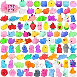 130PCS Squishies Mochi Squishy Toy, Kawaii Squishies Party Favors for Kids Stress Relief Fidget Toys Treasure Box Toys Classroom Prizes Kid Easter Egg Fillers Xmas Goodie Bag Stuffers, Random