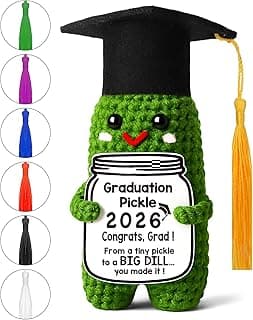 MAMAGIFTREE Graduation Gifts Graduation Decorations 2026 Pickle Funny Handmade Crochet Grad Gifts for Him Her Graduation Cards- Cute Congrats Class High School College Congrats Grad Sign