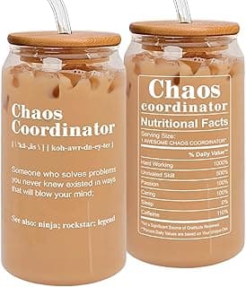 Thank You Gifts for Women, Boss, Coworker, Manager, Office, Teacher, Nurse, Mom - Chaos Coordinator Gifts - Social Worker Appreciation Gift - Teacher Birthday Gift Ideas - 16 Oz Can Glass​