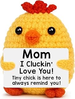 Mothers Day Mom Gifts from Daughter Son, Birthday Gifts New Mom First Time Mothers Day Decoration for Mommy Mother in Law Bonus Step Mother Funny I Love You Gift for Mum Handmade Crochet Chicken Decor