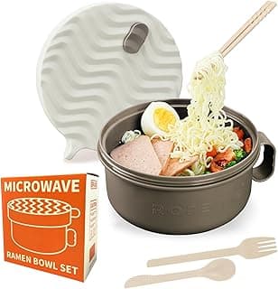 Ramen Cooker,Microwave Ramen Bowl,Ramen Noodle Bowl 48 oz, College Dorm Room Essentials for Girls for Boys, Apartment Essentials, BPA-Free. (beige)