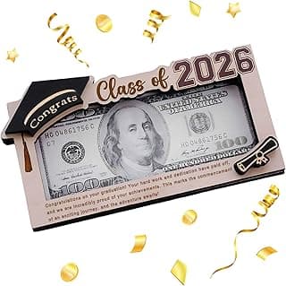Graduation Gifts 2026 Money Holder, Wooden Graduation Money Cash Envelope Box for Class of 2026 Senior College University Graduates Holiday Christmas Gifts