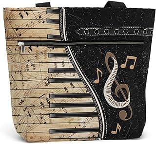 Tote Bag for Women. Large Shoulder Bag with Pockets and Zipper for Work. Gift for Piano Players, Piano Lovers.