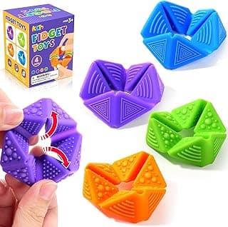 KLT Fidget Sensory Toys for Kids: Quiet Silicone Sensory Flip Cube with Textures - Calming Toys for Autism Kids Stress Reduce - ADHD Fidget Toys for Classroom Focus