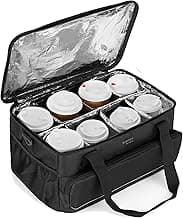 Trunab Reusable 8 Cups Drink Carrier for Delivery with Adjustable Dividers, Handle with Carrying Strap Tote Holder Insulated Bag for Beverages,Food Take Out,Outdoors