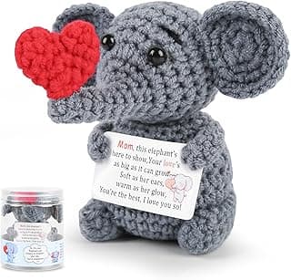 Birthday Gifts for Mom from Daughter Son,Mothers Day Handmade Crochet Elephant Best Mom Ever Gifts,Moms Birthday Christmas Stocking Stuffers for Mama Mother Small Cute Decor