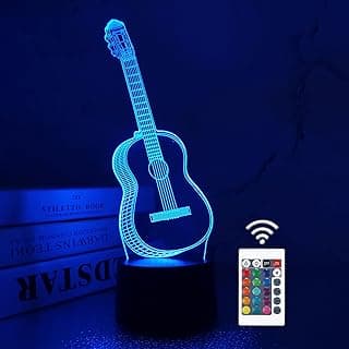 FULLOSUN 3D Night Light Guitar Gifts for Music Lover, 3D Illusion Lamp with Remote Control &16 Colors Changing Amazing Idea Choice for Musical Instrument Shop Home Party Supply Decoration Xmas