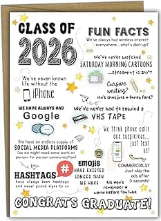 Katie Doodle 2026 Graduation Card - (Made in USA) - Funny High School Graduation Cards 2026, Class-of-2026 Cards (5x7 inch, Blank Inside) - Grad Gifts for Her, Him (Handmade) - Includes Envelope
