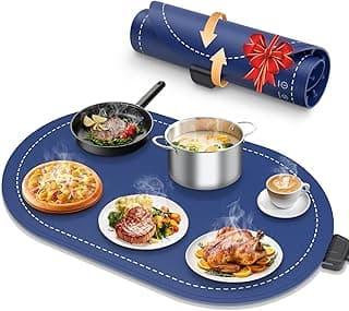 Warming Mat for Food with Adjustable Temperature Timer,10S Fast Heating Silicone Food Warmers for Parties Buffet and Home Daily,Food Warming Mat with Insulating Pad Raised Feet Protects Table
