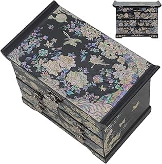 February Mountain Mother of Pearl Jewelry Organizer Box – Anniversary Christmas Graduation Birthday gifts for women Mother's day gifts for mom from daughter (Plum Blossom)