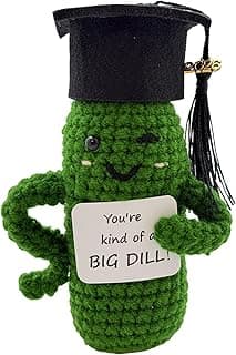 Primo Lines Graduation Pickle Doll – Whimsical 2026 Graduation Gift, Handmade Crochet with Cap, Unique Gift for Graduates of Class 2026, Pocket-Sized Stress Relief