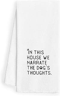 Dog Gifts Kitchen Towels - in This House We Narrate The Dogs Thoughts, Dog Decor Kitchen Towels, Dog Hand Towels, Dog Dish Towels for Kitchen, Gifts for Dog Lovers, 16×24 Inches
