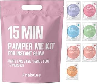 Naisture 15 Min Pamper Me Kit Korean Spa Skincare Gift Set for Women-Head to Toe with Hair, Face, Eye, Hand, & Foot Masks (7 pcs)