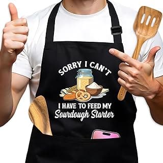 Funny Aprons for Women Men, Adjustable Black Grilling Cooking Baking Apron with Pockets, Christmas Birthday Gifts