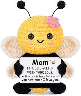 Gifts for Mom Mothers Day, Mom Gifts from Daughter Son - Cute Handmade Crochet Bee - Birthday Valentines Christmas Bonus Step Mother in Law, I Love You Mama Present, Emotional Support Decor