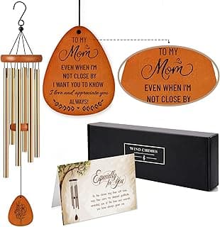 Mothers Day Wind Chime - Mom Wind Chime for Long Distance, Mom Birthday Gifts from Daughter, Son - I Love You Mom Gifts - Home, Patio, Garden Decor - Wooden Large Wind Chimes for Outside 28 Inches