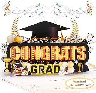 VIVIKEN Graduation Cards, Pop Up Congrats Grad 2026 Greeting Card with Lights & Music, Congratulations Graduation Gifts for 2026 High School College University Graduates