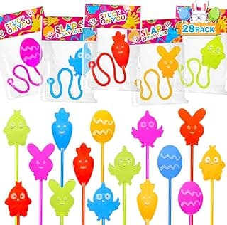 Non Candy Easter Egg Fillers for Kids 28 Pack, Easter Sticky Hands Toys Gifts Basket Pinata Stuffers for Toddlers, Mini Spring Party Favors Egg Hunt Supplies Goodie Treat Bag Prize for Boys Girls