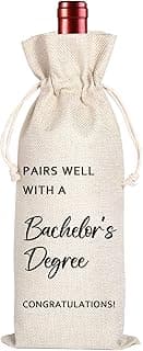 Maydvdv Bachelor's Degree Graduation Wine Bag Gift | University College Graduation gift | Class of 2025 | Gift for him | Pairs Well with a Bachelor's Degree 11WB30