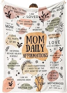 BaubleDazz First Mothers Day New Mom Gifts Blanket, Mama Daily Affirmations, Postpartum Pregnancy Gift for First Time Moms, Mommy to Be, Mama, New Mom Essentials, Birthday Gifts for Moms(50" x 60")