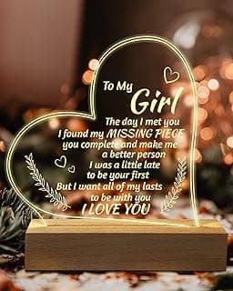 Romantic Gifts for Girlfriend, to My Girlfriend Engraved Night Light, I Love You Gifts for Her, Cute Girlfriends Anniversary Birthday Gifts for Her from Boyfriends
