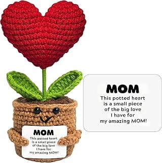 Mothers Day Birthday Gifts for Mom Grandma - Funny Gift for Mother Mommy from Daughter Son Emotional Support Pickle Gifts, Positive Crochet Heart Flower Handmade Emotional Support Animal