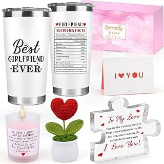 Gifts for Girlfriend, Birthday Gifts for Girlfriend Women Her, 1 Year Gifts for GF Anniversary, Best Girlfriend Ever Tumbler Gift Set, Coolest I Love You Presents, I Love My GF Couple Gift Cup