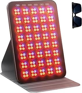 Red Light Therapy for Face 6 Modes, Portable Red Light Therapy Panel with Protective Goggles and Timer, Infrared Red Light Therapy for Body Care, Brown