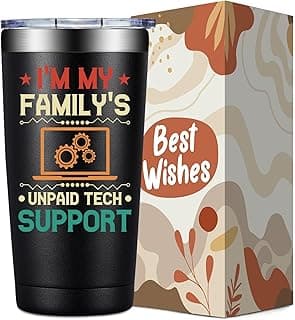 SpenMeta Tech Gifts for Men - Cool Technical Support Gifts for IT Techies Guys, Geek, Programmer - I'm My Family's Unpaid Tech Support Tumbler Cup 20oz