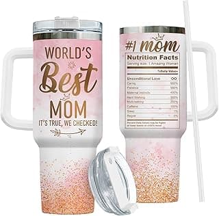 34HD Best Mom Ever Tumbler 40oz – Momma Nutrition Facts Cup, Mothers Day Gift for Mom from Daughter Son Kids, Birthday Present for Wife Mommy Mama