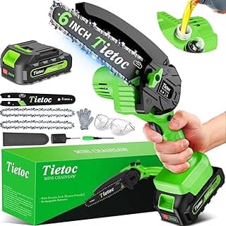 Tietoc Chainsaw 6 Inch Mini Electric Chainsaw Cordless Battery Powered, Hand Held Saw for Wood/Trees Trimming, Tools for Household and Garden, Chain Saw Gift for Men Dad Husband Fathers Gardener 2025