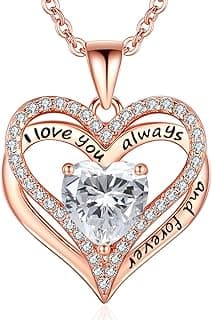 S925 Sterling Silver Necklace for Women, Wife Jewelry Rose Gold, Mom Birthday Valentines Mothers Day Gifts, Girlfriend Necklaces, Daughter Heart Jewel, Anniversary for Her